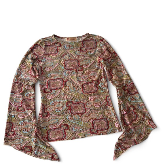 anaga Tops - Y2K Fairycore Boho Paisley Whimsy Festival Bell Sleeve Top Shirt Womens Sz Small